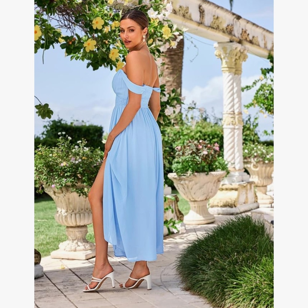 NWT. GRACE KARIN Women's Summer Solid Flowy A Line Blue Dress Size Small. - Picture 2 of 4